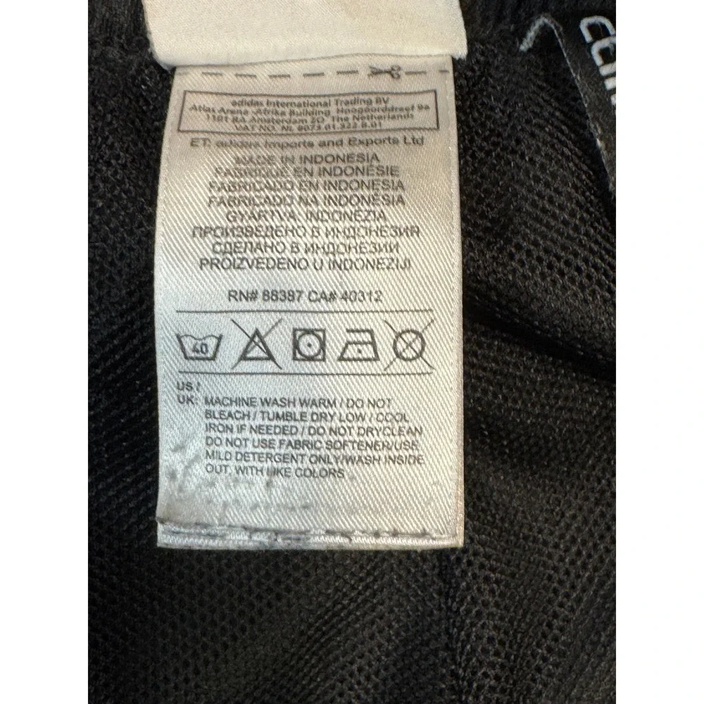Adidas Climalite Track Pants Mens 2XL Black White 3 Stripe Athletic Gym Joggers